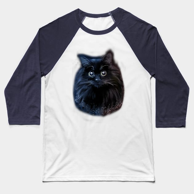 Black Kitty Baseball T-Shirt by ZNEVA